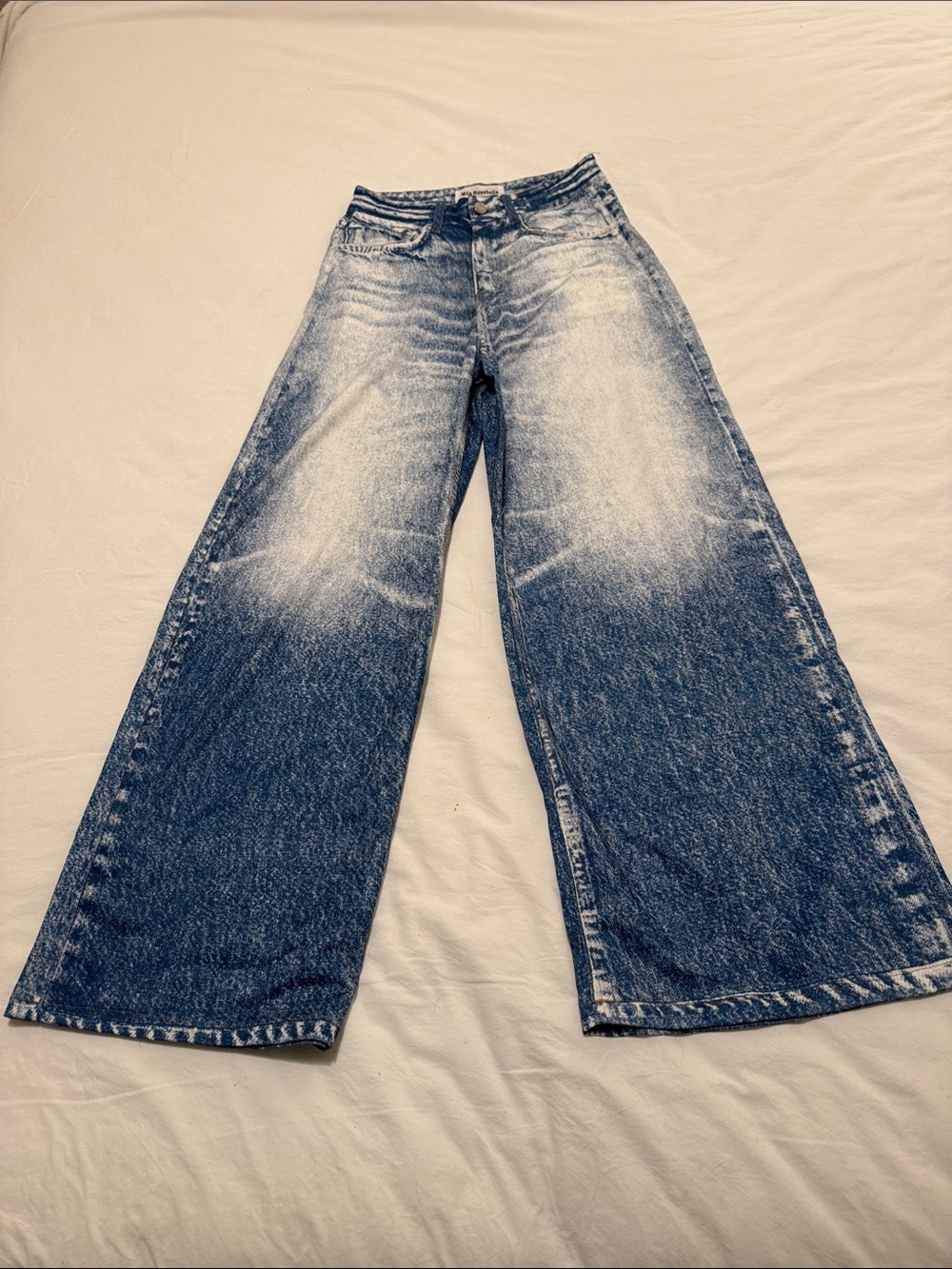 Mila Rosabella Wide Leg Acid Wash Faux Denim Sweatpants. Size XS